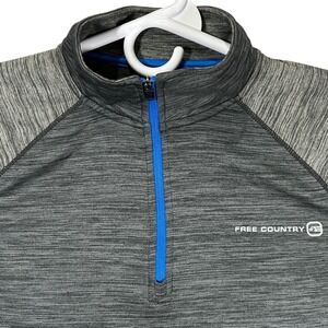 Free Country Mens Micro-Tech Quarter Zip Pullover Gray Heather Performance Small